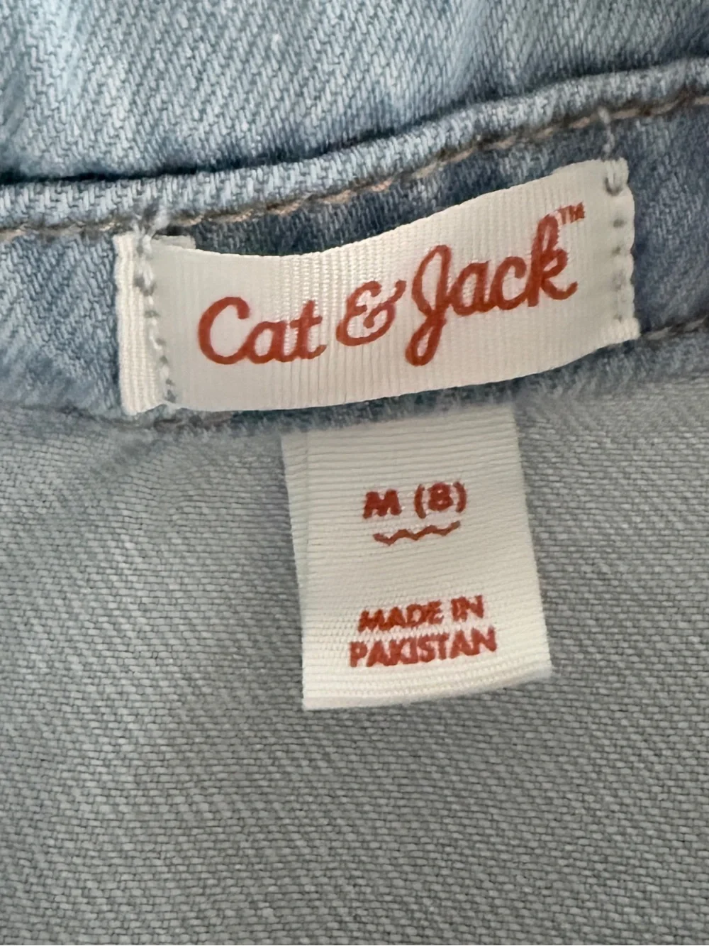 Cat & Jack Girls Denim Button Front Dress Size M 8 Light Wash Short Sleeve